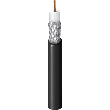 RG6/U Coaxial Cable, 18 AWG, Shielded, Black, 1694A