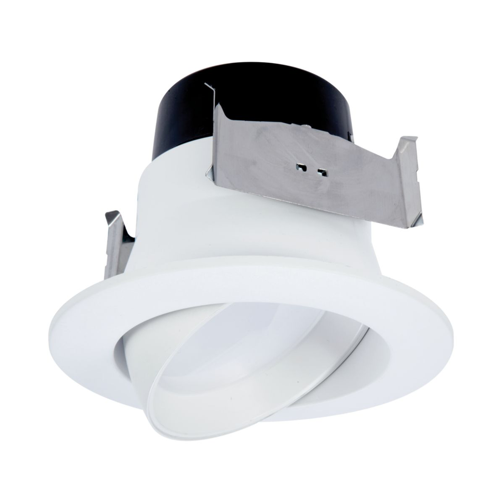 Product image for Halo LA4069401EWH LA 4 in. White Integrated LED Recessed Adjustable Gimbal Trim, 4000K