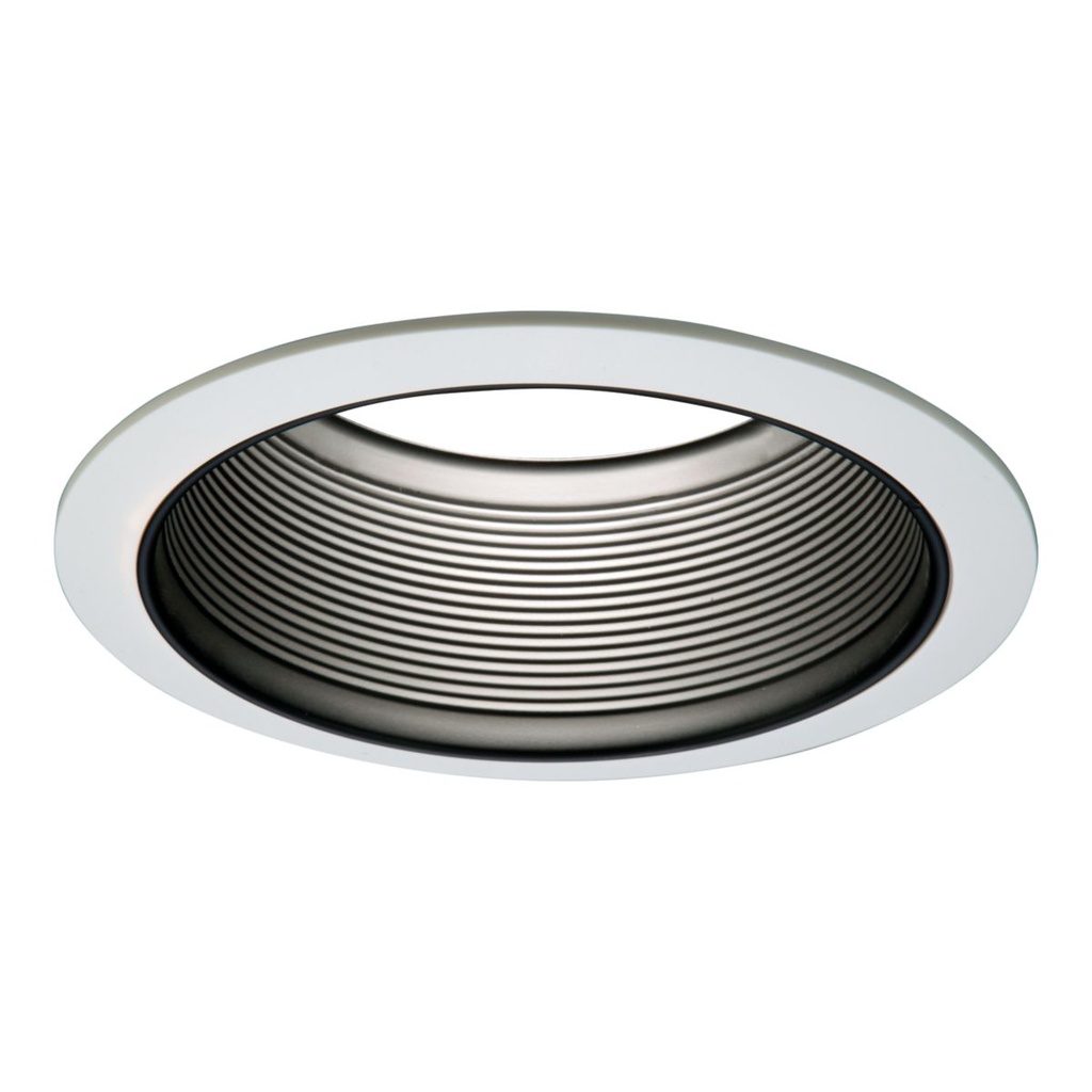 Product image for Halo 6101BB 6" Black Straight-Side Metal Baffle, 2-White Rings Narrow & Wide