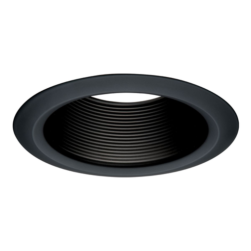 Product image for Halo 5102BB 5" Black Tapered Metal Baffle, White Self-Flange Ring