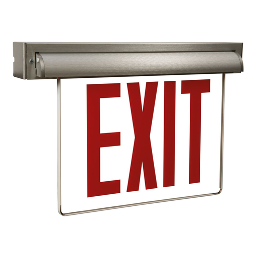 Product image for AtLite AUXSSD Universal Edge Lit Exit Light, Self-Powered LED, NYC Compliant, Brushed Aluminum Finish