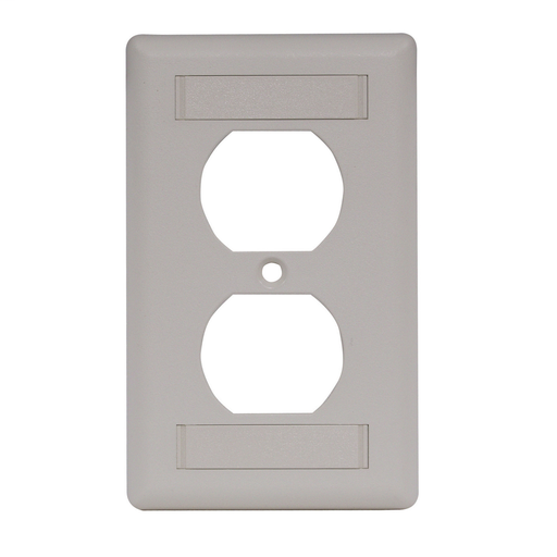 Wallplate, IFP Duplex Cover Plate with Label Fields, Single-Gang, Office White