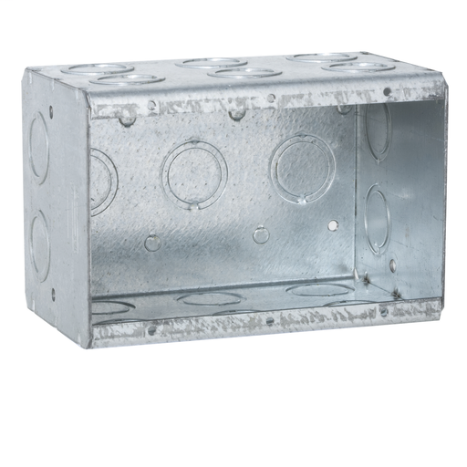 3-Gang Masonry Box, Nongangable, 3-1/2 in. Deep, Nineteen Concentric KO’s