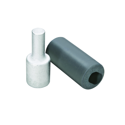 Aluminum Compression Pin Adapter, 250 kcmil, 0.47" Plug Dia, 1.22" Plug Length, Al/Cu Rated, Tin Plated.