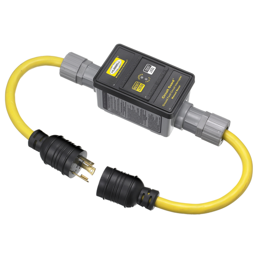 Power Protection Products, GFCI Linecords, Commercial, Manual Set, 30A 125V, L5-30R, 25' Cord Length, Triple Tap, Yellow
