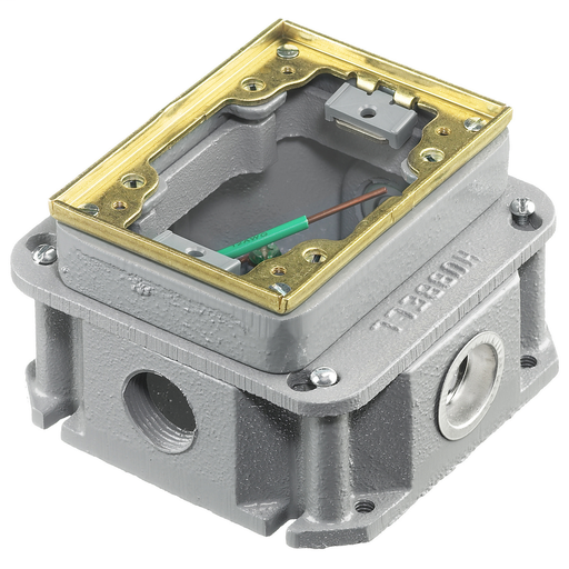 1-Gang, Rectangular Cast Iron Box, Deep, Fully Adjustable, Single Service, Brass Top