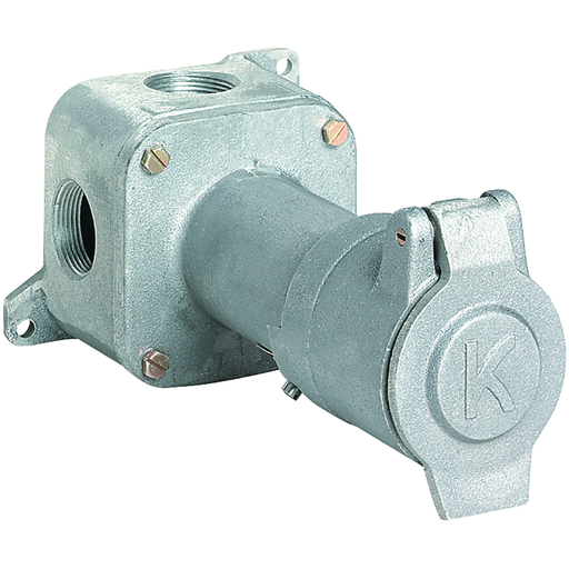 KR Series - Aluminum 60 Amp Receptacle With Enclosure - Includes 3Close-Up Plugs - 3W 4P Circuit - 115/230VAC At 60Hz - Hub Size 1 Inch