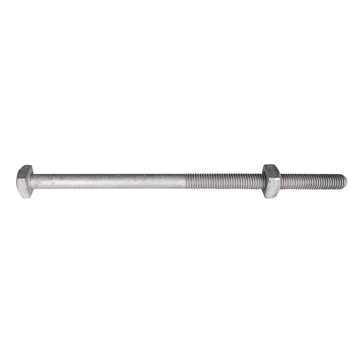 Square head machine bolt for utility pole and crossarm construction. Rated for 12,400 lbs. tensile strength. Includes one assembled square nut, cone point and 6" thread length. Common industry slang reference is crossarm bolt or through bolt.