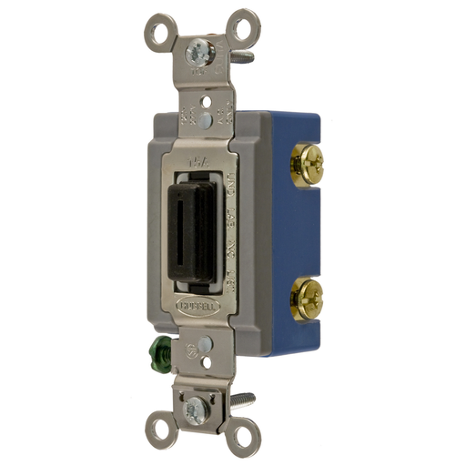 Switches and Lighting Controls,Extra Heavy Duty Industrial Grade, Locking Toggle Switches, General Purpose AC, Single Pole, 15A 120/277V AC, Back and Side Wired, Black Key Guide
