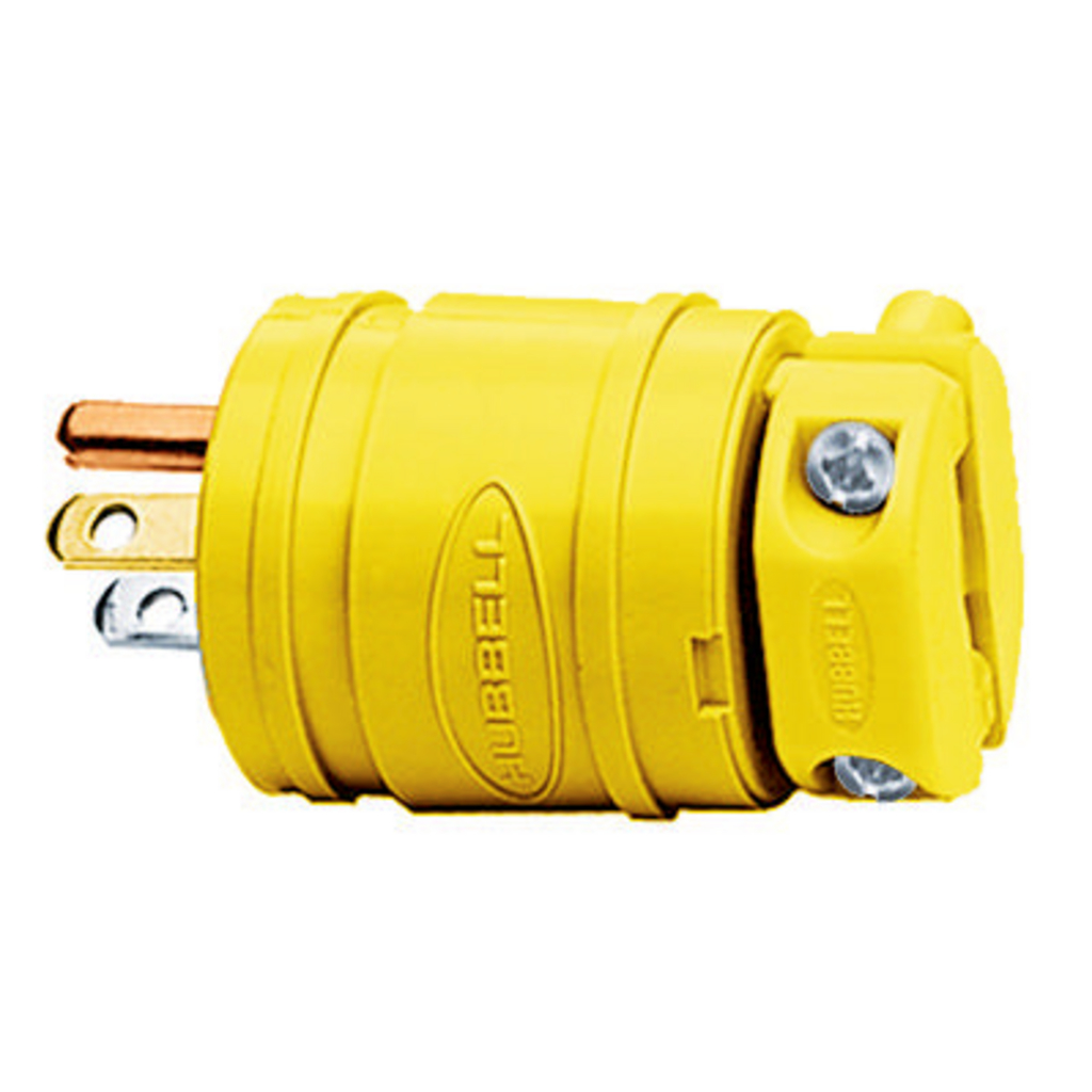 HUBBELL WIRING DEVICE-KELLEMS HBL14W47A Watertight Plug,5-15P,15A,125VAC,Yellow HUBBELL WIRING DEVICE-KELLEMS HBL14W47A Watertight Plug,5-15P,15A,125VAC,Yellow