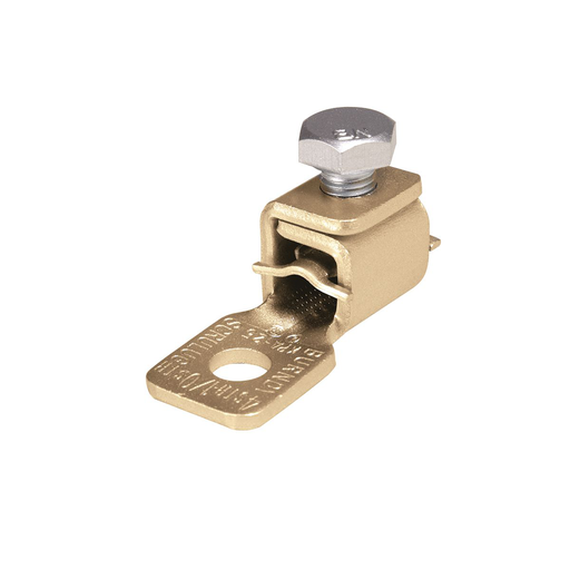 Cu Unplated Terminal, 1 Hole, #4-1/0 Str, 5/16" Stud, 1 Screw
