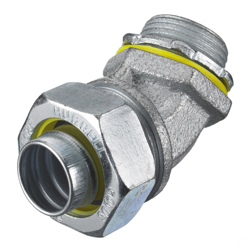 DISCONTINUED - Kellems Wire Management, Liquidtight System, 45 Degree Male Liquid Tight Connector, 1/2", Steel, Non-Insulated