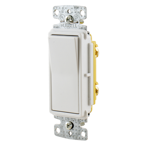 TradeSelect, Switches and Lighting Controls, Decorator Switch, Residential Grade, Rocker Switch, General Purpose AC, Single Pole, 15A 120/277V AC, Push Back and Side Wired