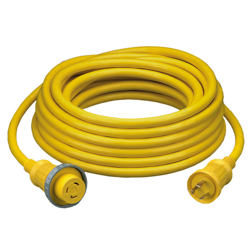 Locking Devices, Twist-Lock®, Marine Grade, Ship to Shore Cableset, 30A 125V, 2-Pole 3-Wire Grounding, L5-30, Yellow