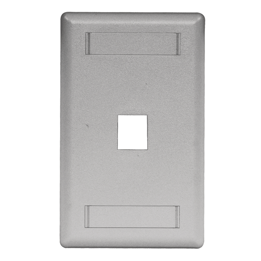 Phone/Data/Multimedia Faceplate, Face Plate, Rear-Loading, 1-Port, Single-Gang, Gray