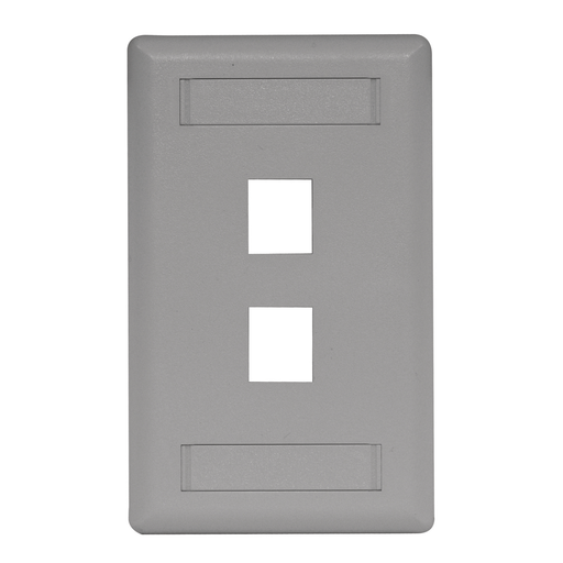 Phone/Data/Multimedia Faceplate, Face Plate, Rear-Loading, 2-Port, Single-Gang, Gray
