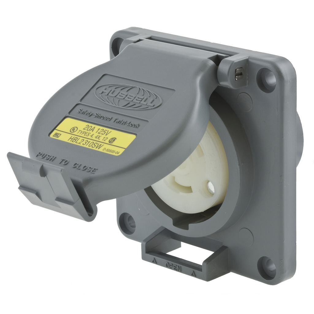 Hubbell HBL2310SW 20A 125V TwistLock Gray VALOX Watertight Single