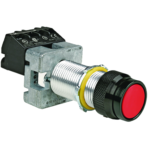 G Series - Aluminum Long Momentary Contact Single Push Button Operator -Red Button With "Start"/"Stop" Nameplate - 1NC Contact Rating