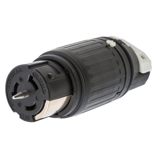 Locking Devices, Twist-Lock®, Industrial, Female Connector Body, 50A 125/250V, 3-Pole 4-Wire Grounding, Non-NEMA, Screw Terminal, Black and White