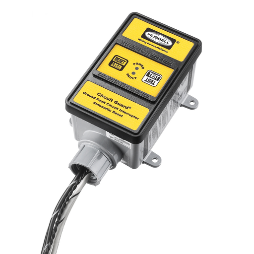 Power Protection Products, Hard Wired GFCI, Industrial/Commercial, Audible Alarm, 30A 240V AC, 4-6 mA Trip Level, Yellow