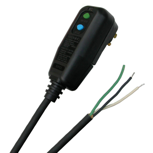Power Protection Products, GFCI Plugs, Commercial, Auto Set, 15A 120V AC, 5-15R, 15' Leads, 4-6 mA Trip Level, Yellow