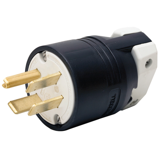 Straight Blade Devices, Plug,Industrial Grade, 3-Pole 4-Wire Grounding, 50A 3 Phase 250V AC, 15-50P, Black, Single Pack.