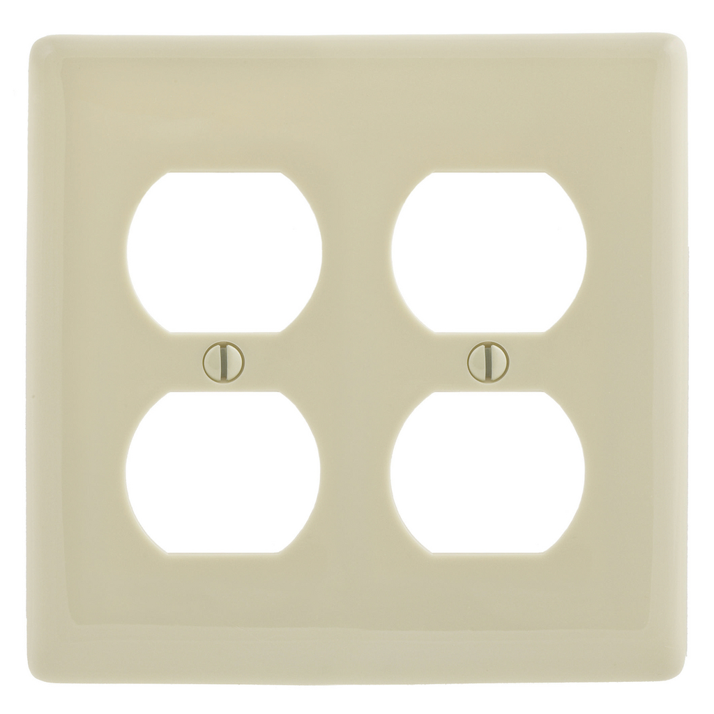 Mayer-Wallplates and Box Covers, Wallplate, Nylon, 2-Gang, 2) Duplex, Light Almond-1
