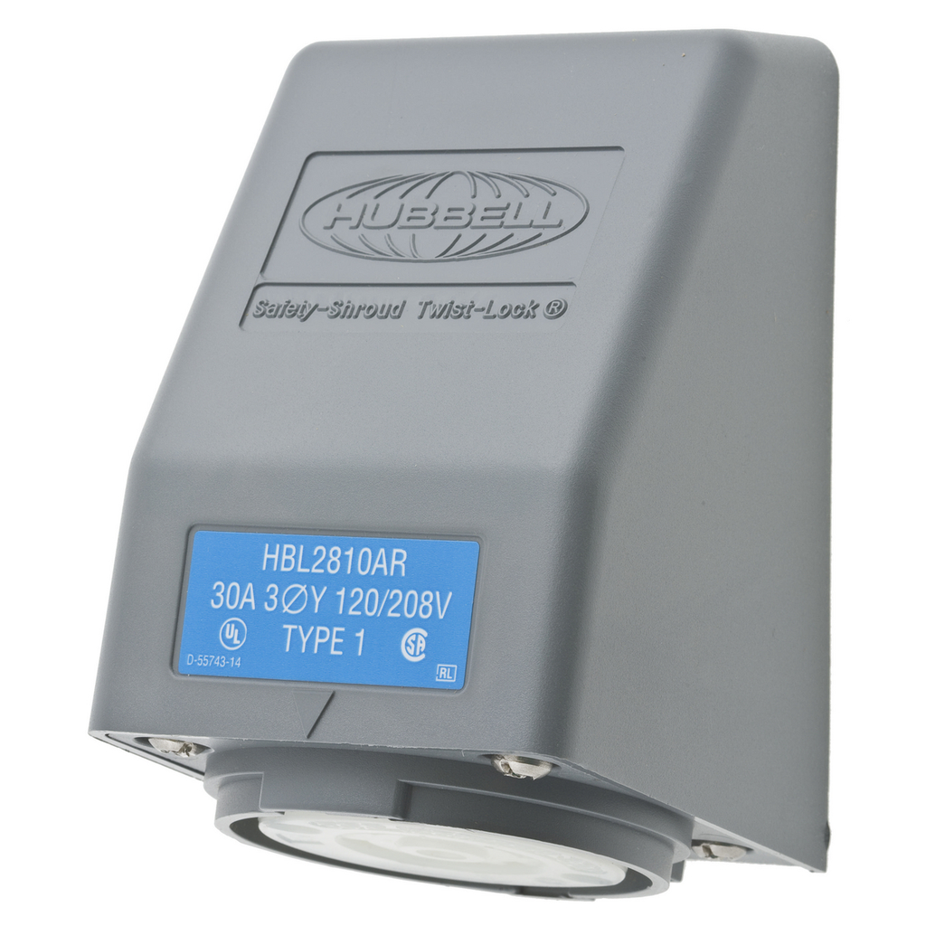 Hubbell HBL2810AR 30 Amp 120/208 VAC 4Pole 5Wire NEMA L2130R Gray