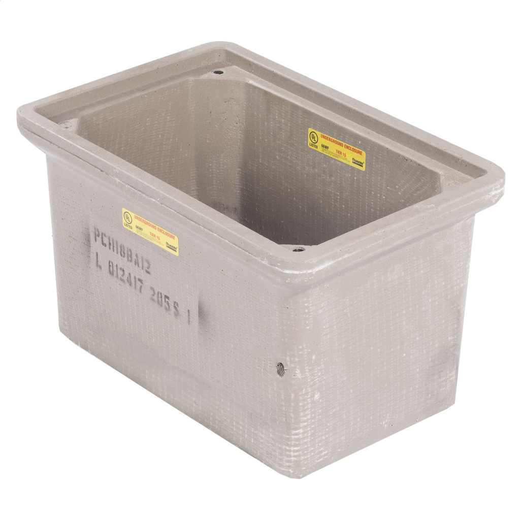 Quazite PC1118BA12 11 x 18 x 12 Inch Gray Polymer Concrete 15Tier Rectangular Stackable Box