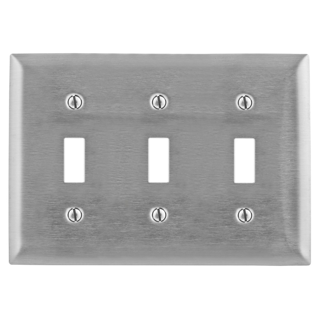 Hubbell SS3C WALLPLATE, 3G, 347V SW, SS Cooper Electric