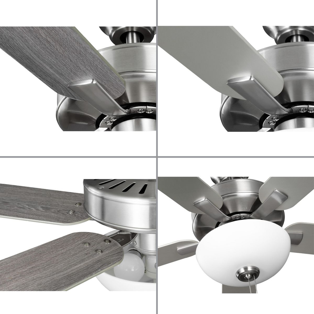 Progress P250082009WB 52" Air Pro 5Blade Ceiling Fan w/ Bowl Light Kit, Brushed Nickel