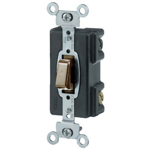 Switches and Lighting Controls, Industrial Grade, PresSwitch, General Purpose AC, Three Way, 20A 120/277V AC, Screw Terminals, Brown