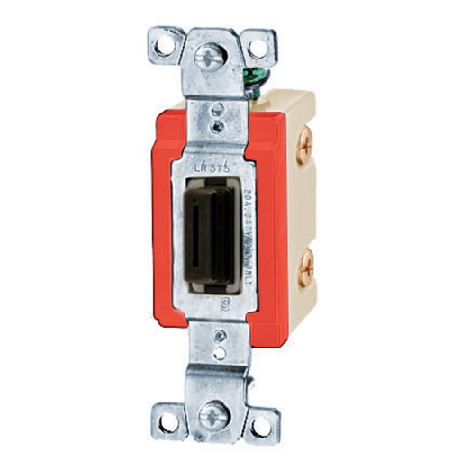 Switches and Lighting Controls, Industrial Grade, Toggle Switches, General Purpose AC, Three Way, 15A 347V AC, Terminal Screws, Black Nylon Key Guide