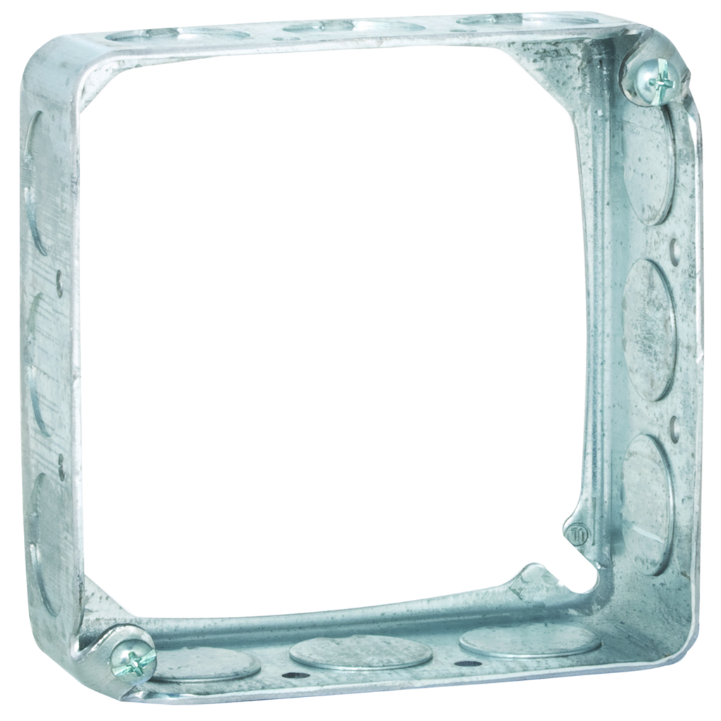 Raco 201 4" Steel Square Extension, 11/2" Deep, 1/2" Side Knockouts