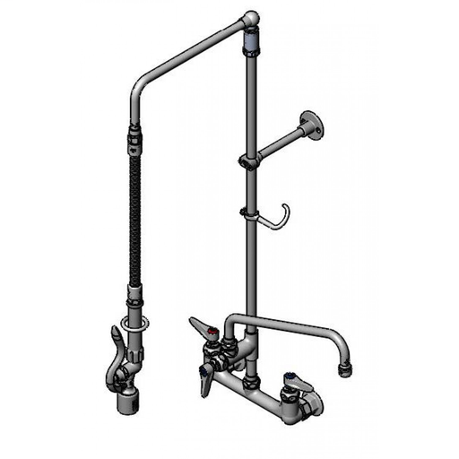 8" Wall Mount Pre-Rinse, B-0107-C Spray Valve, Add-on Faucet & 12" Swing Nozzle
