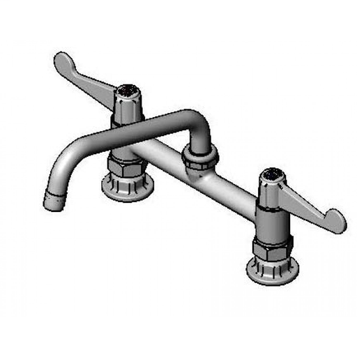 equip 8" Deck Mount Faucet, Wrist Handles, 8" Swing Nozzle & 1/2" NPT Supply Nipple Kit