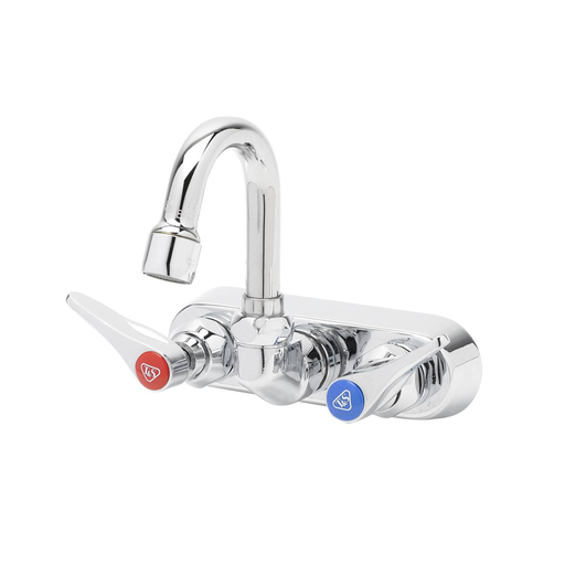 Workboard Faucet, Wall Mount, 4" Centers, 131X Swivel Gooseneck, Lever Handles