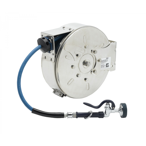 Hose Reel,Enclosed,Stainless Steel,30'Hose,3/8"ID with Spray Valve