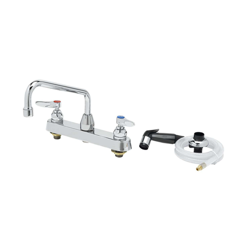 Workboard Faucet, Deck Mount, 8" Centers, 8" Swing Nozzle, Diverter, Hose & Side Spray
