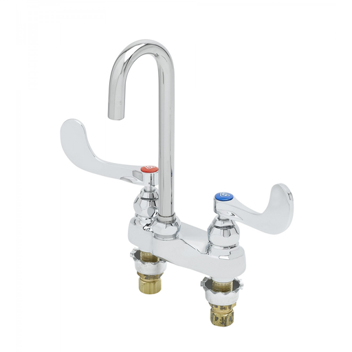 Medical Fct, Deck Mt, Plain-End Swivel/Rigid Gooseneck w/ 1.5 GPM Flow Disc, 4" WA Handles
