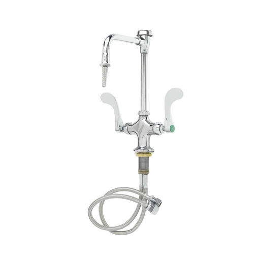 Single Hole Deck Mount Lab.Mix.Fct,4"Wrist Handles,Rigid Vacuum Breaker Nzl,Serrated Tip