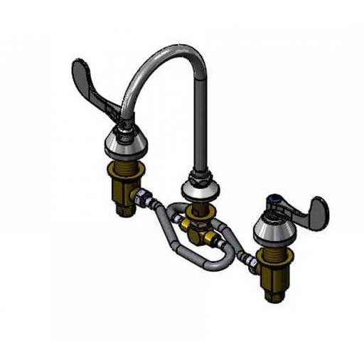 Medical Faucet, 12" SS Flex Lines, Swivel/Rigid GN, B-0199-01 Aerator, Wrist Handles