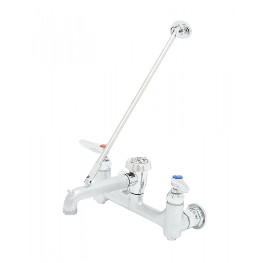 Service Sink Faucet, Wall Mount, 8" Centers, Built-In Stops, Vacuum Breaker, Rough