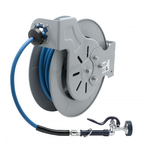 Hose Reel, Open, Epoxy Coated, 3/8" ID x 50' Hose, EB-0107 Spray Valve