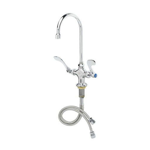 Double Pantry Faucet, Single Hole Base, Swivel/Rigid Gooseneck, 4" Wrist Handles