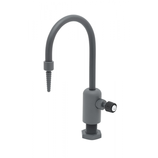 Lab Faucet, Single Control, Grey PVC, Rigid Gooseneck, Serrated Tip, 3/8" NPT Female Inlet
