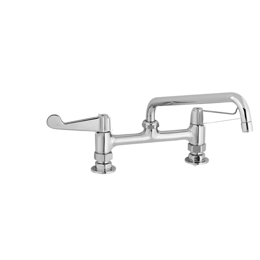 equip 8" Deck Mount Faucet, Wrist Handles, 12" Swing Nozzle & 1/2" NPT Supply Nipple Kit