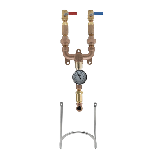 3/4" Washdown Station w/ Ball Valves, Hose Swivelivel, Thermometer, Hose Rack