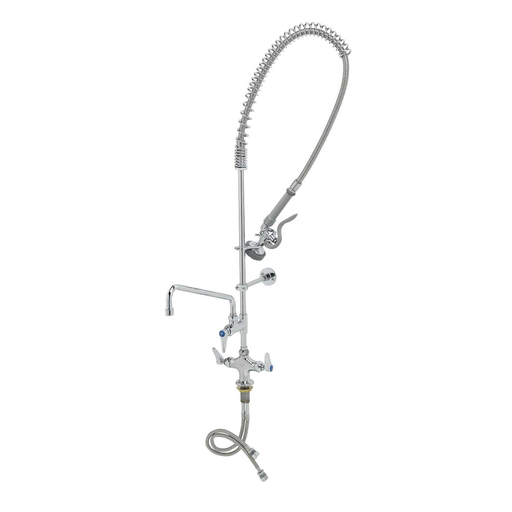 Pre-Rinse, Single Hole Base, Overhead Spring, Add-On Faucet, 12" Nozzle, Wall Bracket
