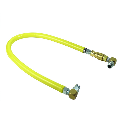 Gas Hose, 1" NPT X 48" Long, Swivels & Quick-Disconnect, (2) Elbows